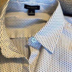 Ann Taylor White with black dots Blouse Classic Cotton Top